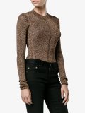 metallic knit crew neck sweater