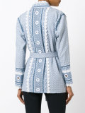 patterned waist-tie blazer