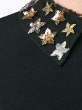 sequinned star collar knit dress