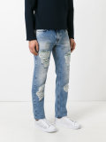 distressed straight jeans