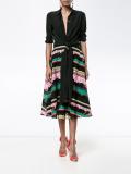 striped embroidered flared skirt