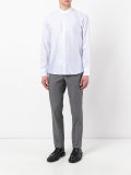 striped band collar shirt