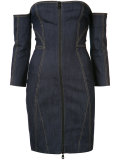 strapless zipped denim dress