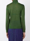 metallic turtleneck knit blouse