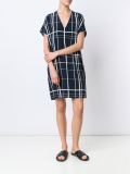 v领格纹连衣裙