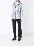 metallic hooded puffer jacket