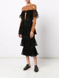 tiered lace off-shoulder dress