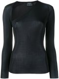asymmetric neck long sleeve top