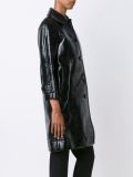 single breasted pleather coat 