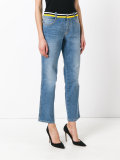 striped waistband straight jeans