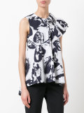 abstract print ruffled blouse