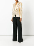 metallic coated tweed blazer