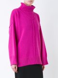 raw edge turtleneck pullover