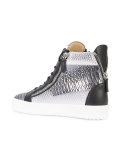 snake print high-top sneakers