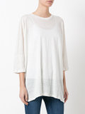 three-quarters sleeve sheer T-shirt