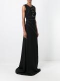 stud embellished lace-up sleeveless gown