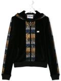 rhinestone embellished velvet hoodie