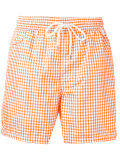 checked swim shorts