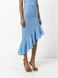 patterned fitted frill dress