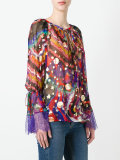abstract print sheer blouse