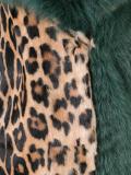 contrast panel fur coat