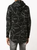 'faces' motif hoodie