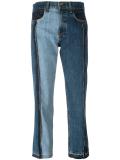 patchwork cropped jeans 