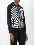 striped print zipped hoodie