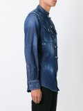 collarless denim shirt
