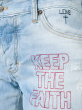 Keep the Faith embroidered cropped jeans