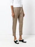 piped trim cropped trousers