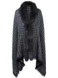 houndstooth knit poncho