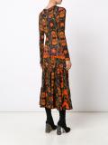 printed pleated long dress