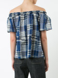 plaid off-the-shoulder top