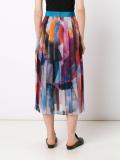 brushes print pleated skirt