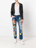 floral patch cropped jeans