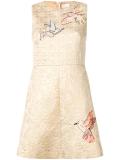 bird appliqué jacquard dress