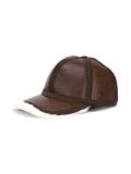 leather and shearling baseball cap