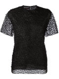 textured sheer sleeve blouse