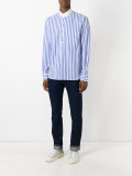 high neck striped shirt