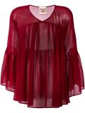 V-neck pleated blouse