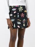 multi-print mini skirt
