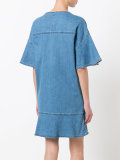 frill hem denim dress