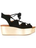 metallic platform sandals