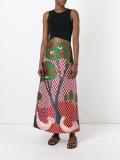 embroidered tree maxi skirt