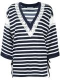 striped v-neck jumper