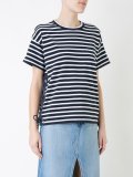 striped lace-up T-shirt