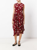 checked asymmetric midi dress