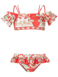 off shoulder printed bikini set