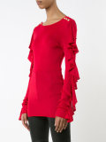 ruffled button shoulder blouse